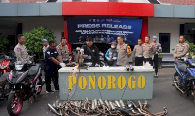 Hasil-Operasi-Balap-Liar,-Polres-Ponorogo-Amankan-238-Unit-Kendaraan-Bermotor