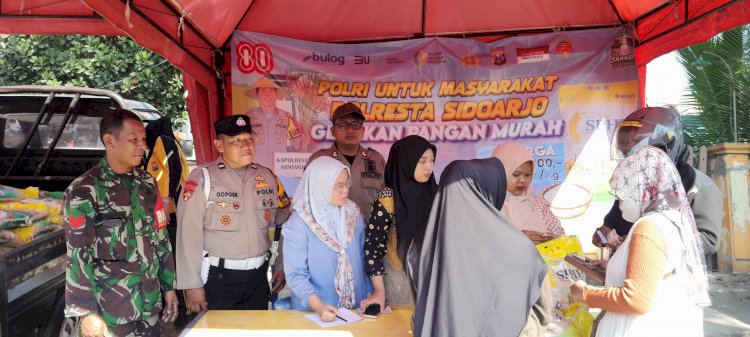 Kompak Tiga Pilar Kecamatan Krian Gelar Gerakan Pangan Murah
